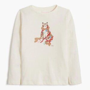 J. Crew Holiday Cat Graphic Tee in Ivory Size Medium